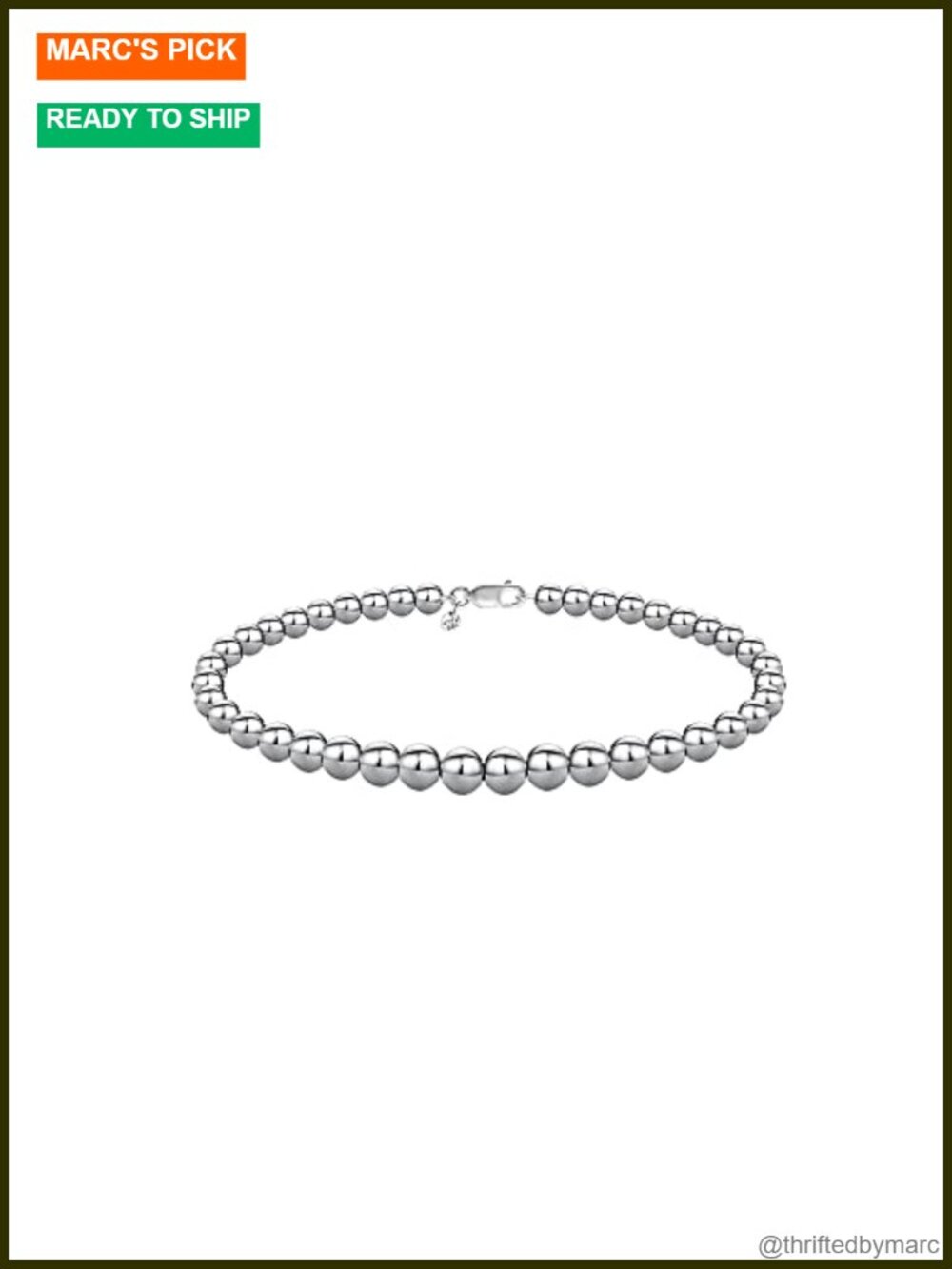 925 Sterling Silver Handmade Bead Ball Strand Chain Bracelet